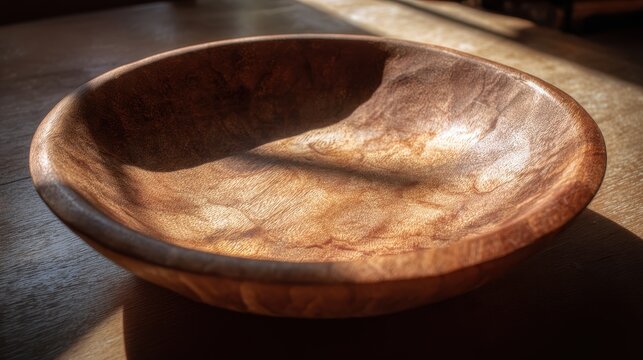 Beautifully Handcrafted Wooden Bowl with Smooth Polished Interior