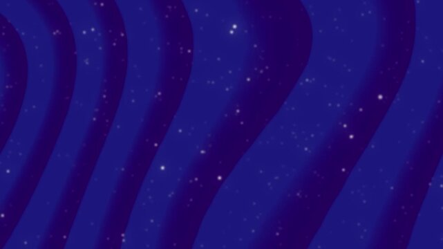 A abstract background featuring undulating waves of deep blue and darker navy blue stripes that create a sense of depth and movement, subtly sprinkled with tiny white specks resembling distant