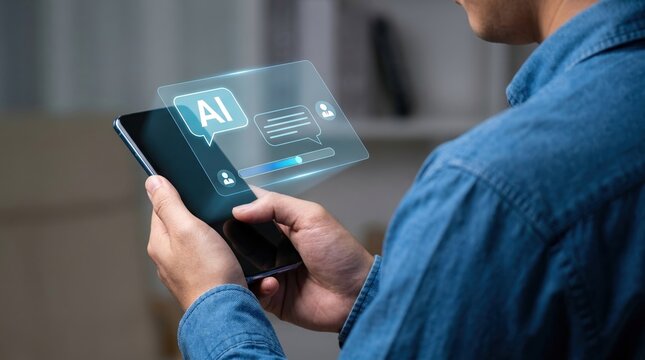 AI Virtual Interface on Tablet for Smart Assistant Interaction