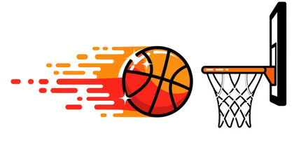 Basketball flying towards hoop with motion blur effect, sports concept © nanik