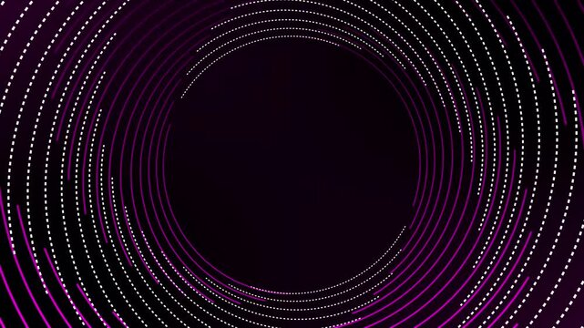 Abstract circles form a glowing digital pattern on a dark purple.