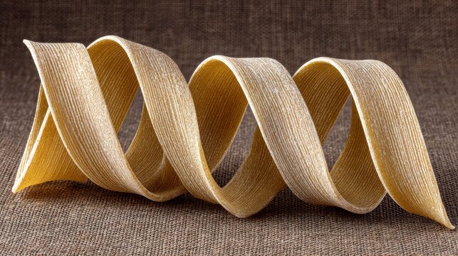 Pasta Spiral on Textured Background: A close-up shot captures the elegant spiral form of a single strand of dry pasta.