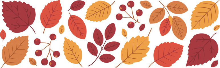 autumn foliage arrangement with red berries decorative set © AIcon Star