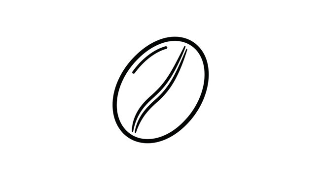 Minimalist Coffee Bean Icon, Simple Line Art, Isolated on White Background