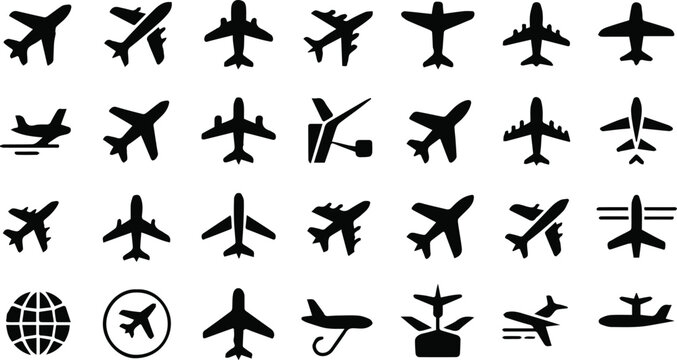 airplane vector icon pack aviation glyphs and symbols