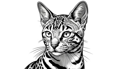 Graphic Illustration of a Bengal Cat Portrait © ISLAH