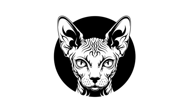 Minimalist Sphynx Cat Head Vector Illustration