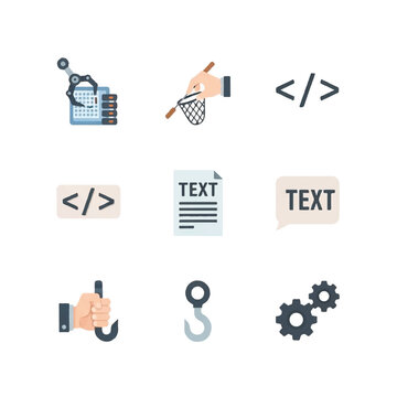 Coding web development programming icons.