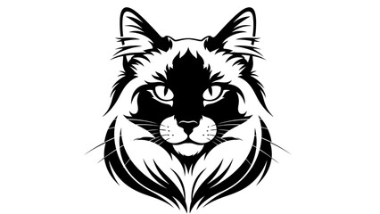 Stylized Black and White Cat Head Illustration © ISLAH
