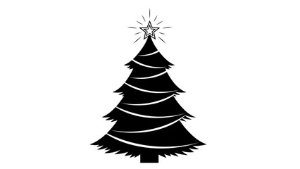 Fototapeta premium Minimalist Black Christmas Tree Silhouette with Star