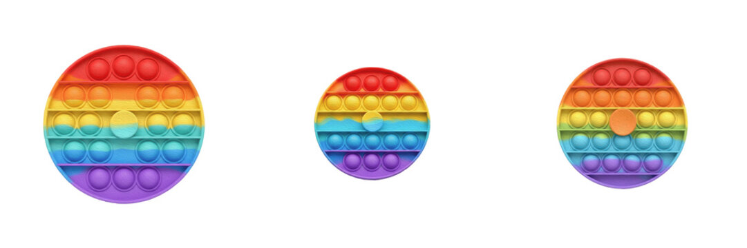 Rainbow pop it fidget toy push bubble isolated transparent background sensory stress relief toy pn
