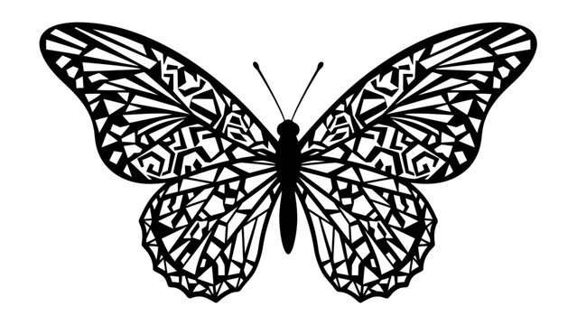 Intricate Geometric Butterfly Silhouette Vector Illustration