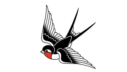 Naklejka premium Classic Old School Tattoo Style Flying Swallow Illustration