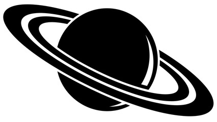 Minimalist Black Planet Saturn Icon Illustration © ISLAH
