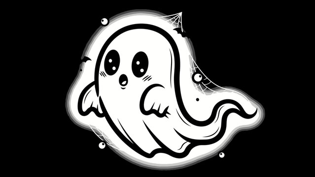 Cute Cartoon Ghost Illustration for Halloween Design