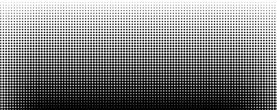 Set of halftone dots gradient pattern texture isolated on white background. Straight dotted spots using halftone circle dot raster texture. Vector blot half tone collection.