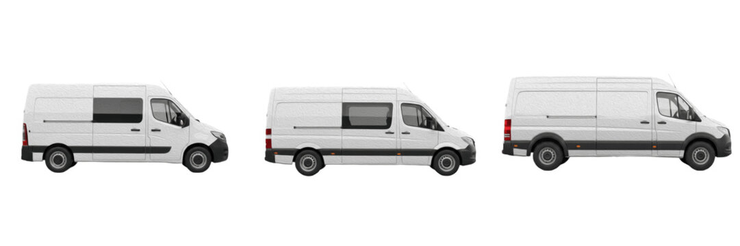 White Cargo Delivery Van Transport Vehicle Transparent PNG Commercial Transit Truck Mockup Fleet Asset