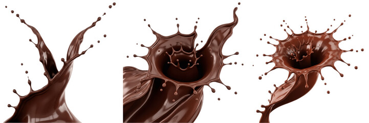 Liquid Dark Chocolate Splash Ripple Dynamic Fluid Wave Flow On Transparent Background © new