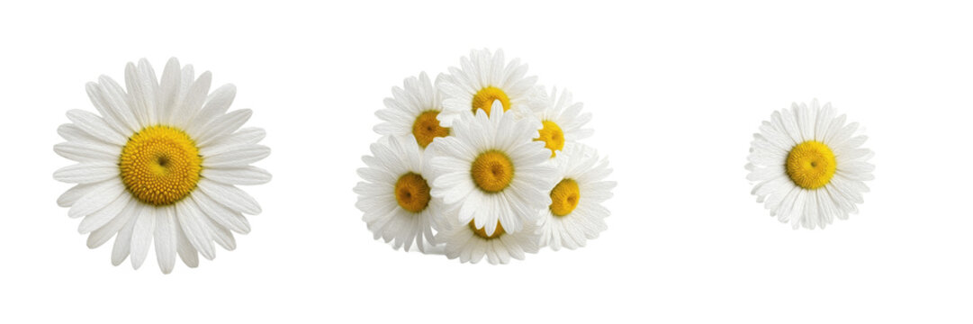 White Daisy Bouquet Transparent PNG Cutout Isolated Flower Motif Asset For Summer Wedding Designs