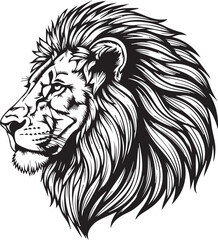 Majestic lion profile with flowing mane illustration © Rony