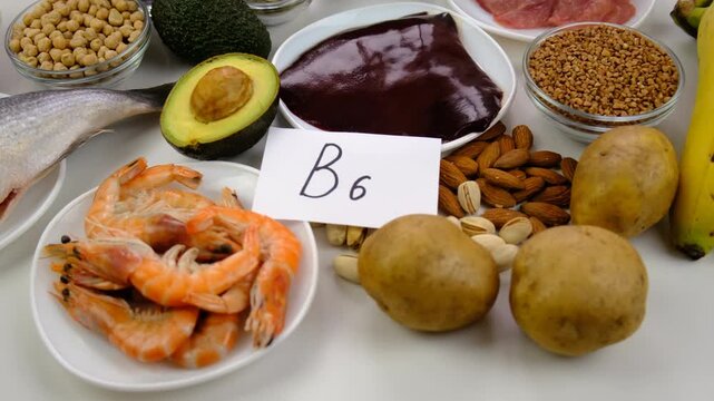 Foods that contain vitamin B6. Selective focus.