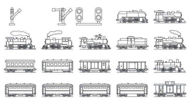 Vintage Train Collection: Steam Locomotives, Carriages, and Signals