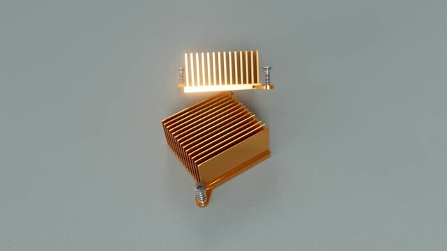 Two Copper Heatsinks Of Different Sizes Placed Together
