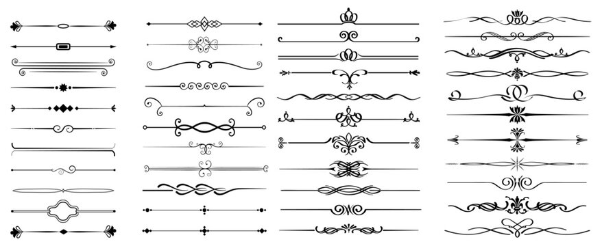 decorative divider border vectors with ornate floral geometric line separators collection