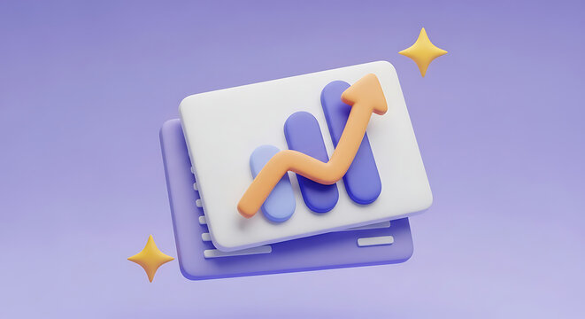 3D growth chart graph with rising arrow icon concept representing success and financial progress business financial progress analysis marketing investment performance statistics strategy
