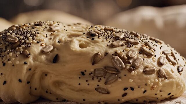 Closeup of a Delicious Multigrain Bread Loaf with Seeds.