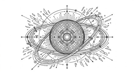 Naklejka premium Futuristic Communication System Outline Design