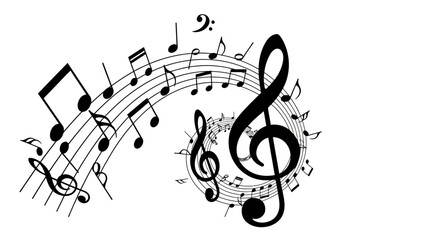 Fototapeta premium Abstract Musical Composition with Treble Clef and Notes