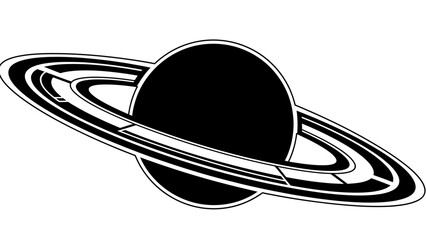 Minimalist Black and White Saturn Planet Icon © kiki__