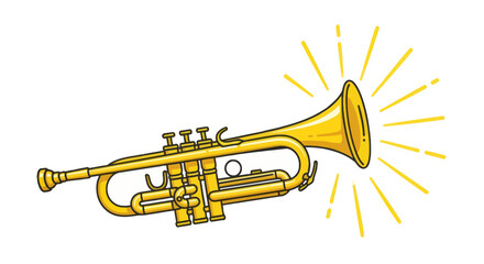 Fototapeta premium Golden Trumpet with Sound Waves on White Background