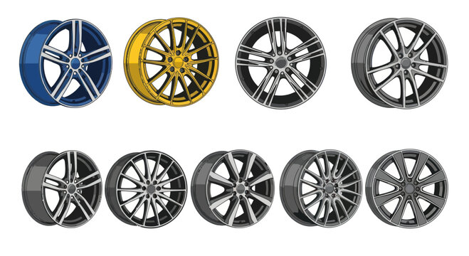 Collection of Modern Car Wheels and Rims