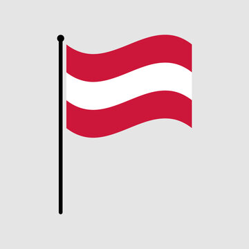 Isolated flag of Austria vector illustration. Fluttering Republic of Austria flag. Austria flagpole flag.