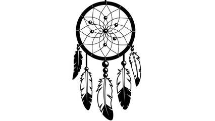 Minimalist Black and White Dreamcatcher Illustration © kiki__
