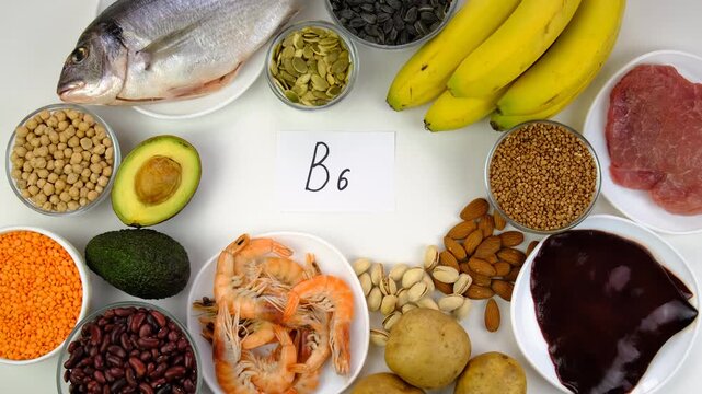 Foods that contain vitamin B6. Selective focus.
