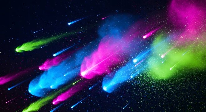 An abstract galaxy background loop features a vibrant nebula cloud with colorful lights and cosmic dust floating across the infinity of space