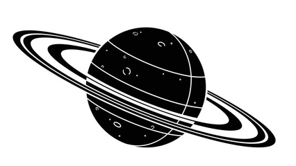 Minimalist Black Planet with Rings Icon © kiki__