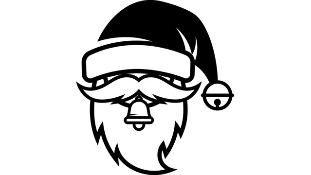 Minimalist Santa Claus Face Icon with Jingle Bell