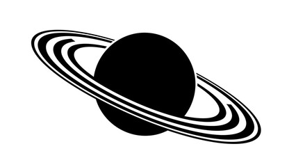 Minimalist Black Planet Saturn Icon with Rings © kiki__