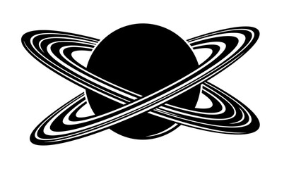 Minimalist Black Saturn Planet Icon with Rings © kiki__