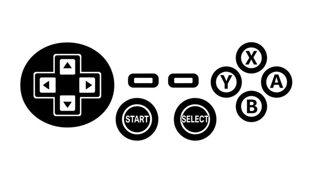 Retro Game Controller Layout Vector Icon Set