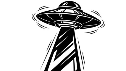 Black and White UFO Flying Saucer Illustration © kiki__