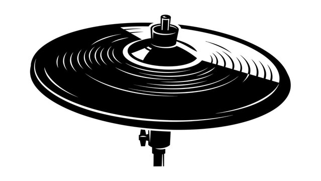 Minimalist Black and White Drum Cymbal Illustration