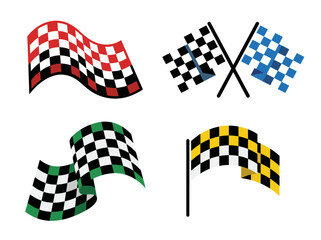 Fototapeta premium A collection of checkered flags, representing speed, competition, and excitement, often associated with racing events and motorsport, in a vibrant artistic style.