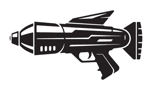Retro sci fi ray gun illustration with sci fi futuristic projector illustration shooting
