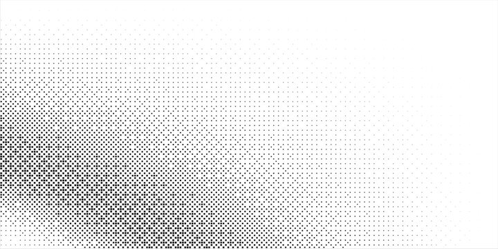 Check halftone texture background. Diamond dot faded gradation wallpaper. Black and white squared pixels. Abstract glitchy 8 bit video game backdrop. Vector comic bitmap dither screen tone overlay.