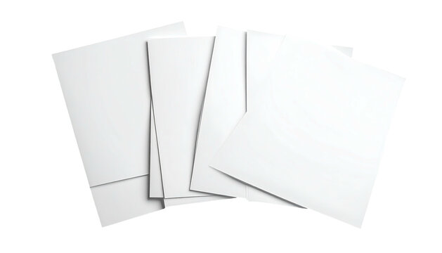 Several blank white paper envelopes arranged in a loose overlapping stack